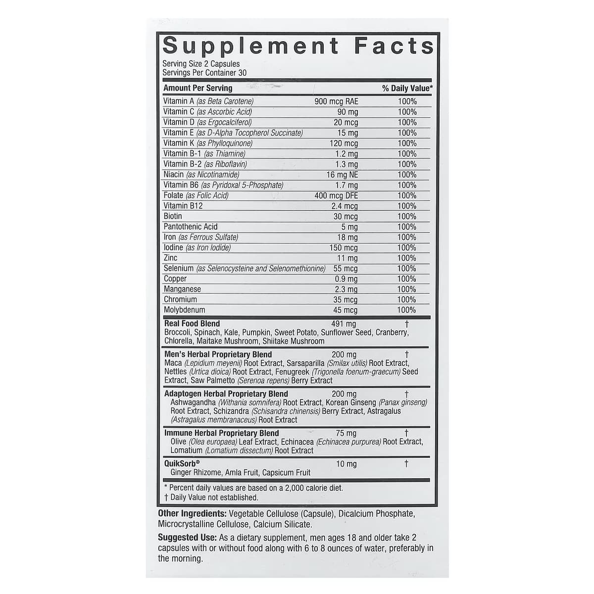 Nature's Answer - Men'S 100 Multivitamin - 60 Vcaps