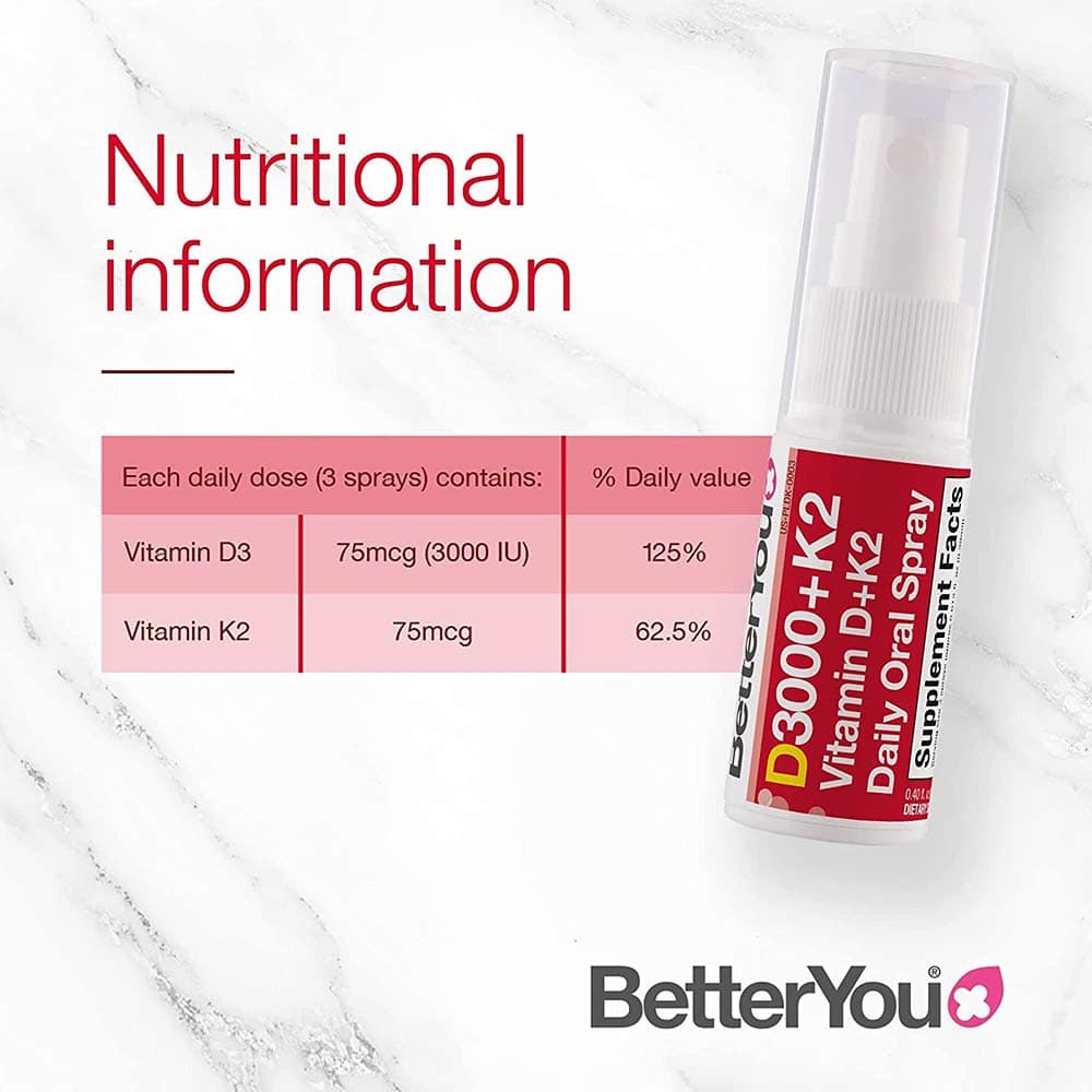 Better You - D3000+K2 D-vitamiini+K2 Päivittäinen suun kautta suihke - 12ml