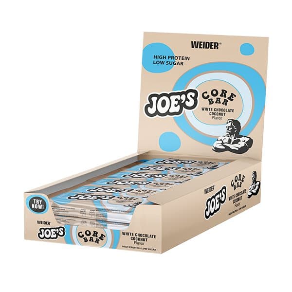 Weider - Core Bar, White Chocolate Coconut - 12 x 45g – Weider förpackning