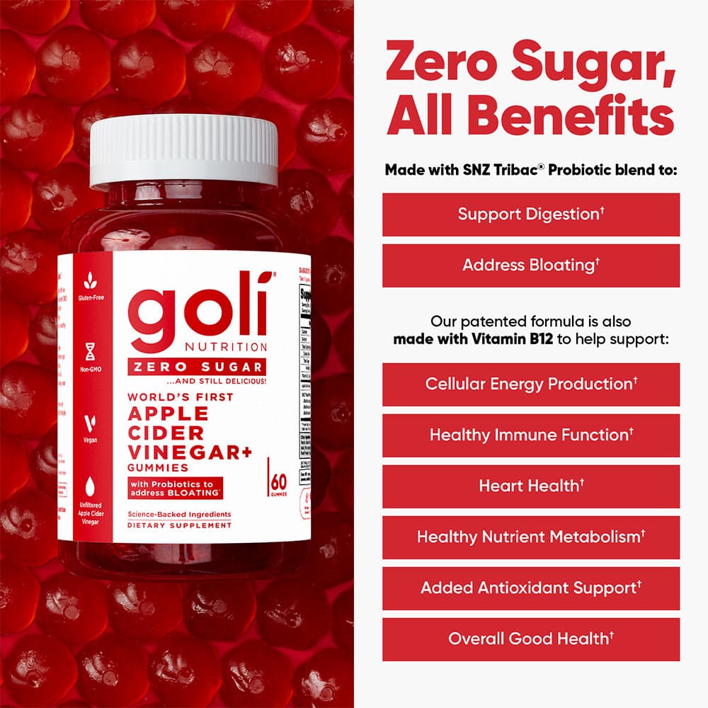 Goli Zero Sugar Apple Cider Vinegar Gummies - 60 Gummies