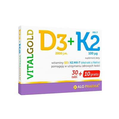 Alg Pharma - VitalGold D3+K2 - 40 tablets (30+10 gratis) – Alg Pharma förpackning