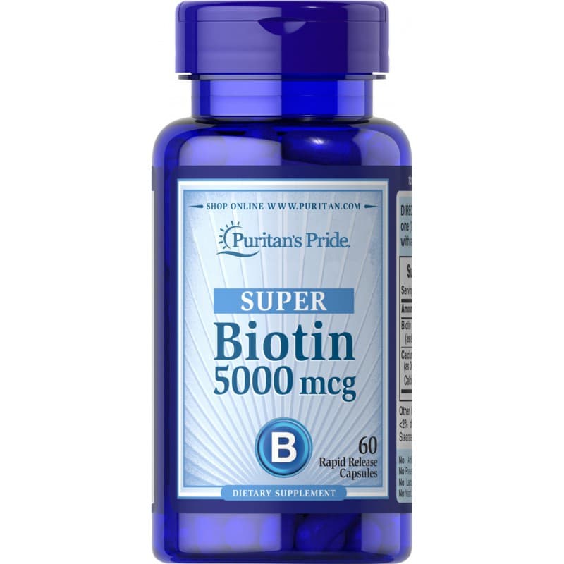 Puritan's Pride - Super Biotin - 60 Caps – Puritan's Pride förpackning