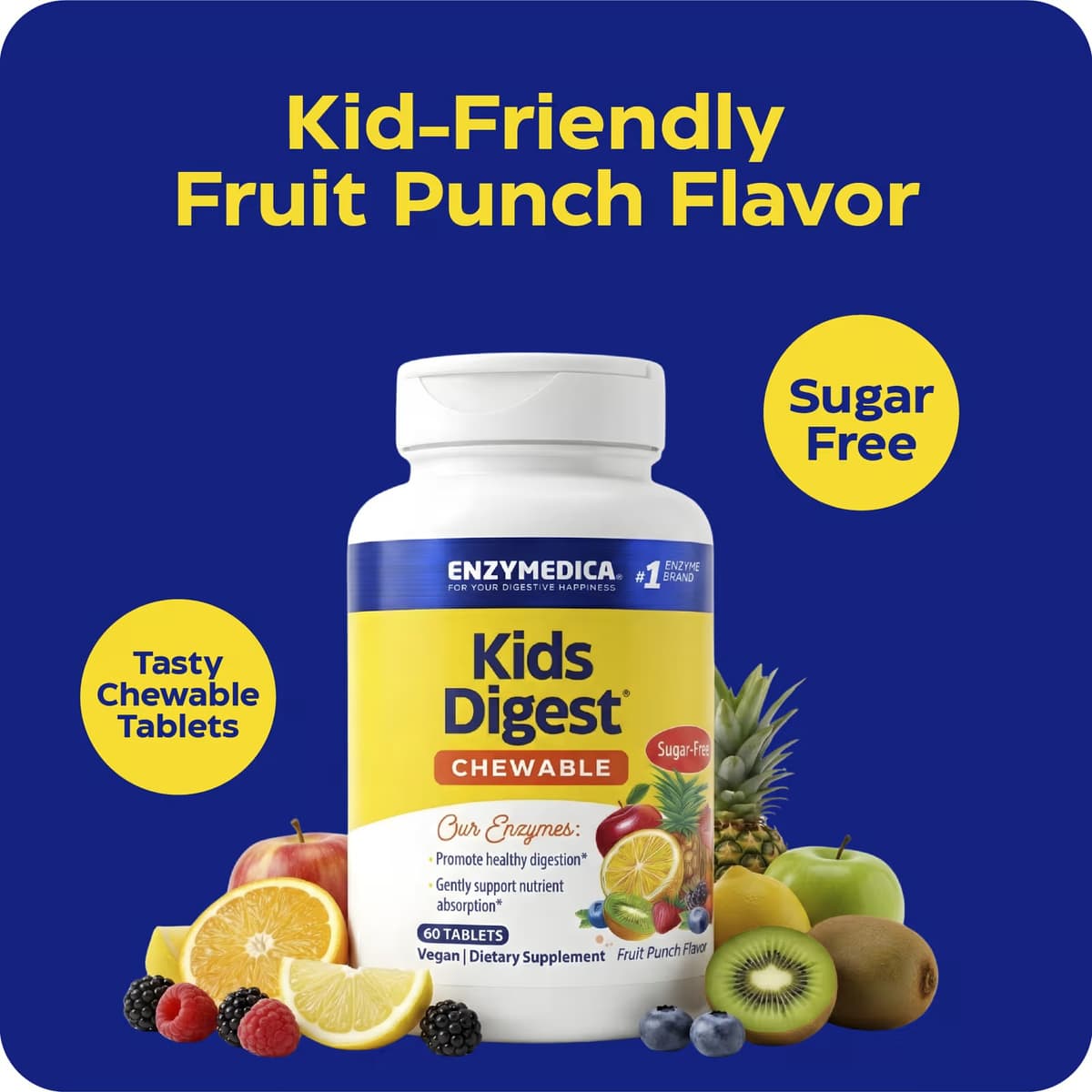 Enzymedica - Kids Digest - 60 purtavaa tablettia