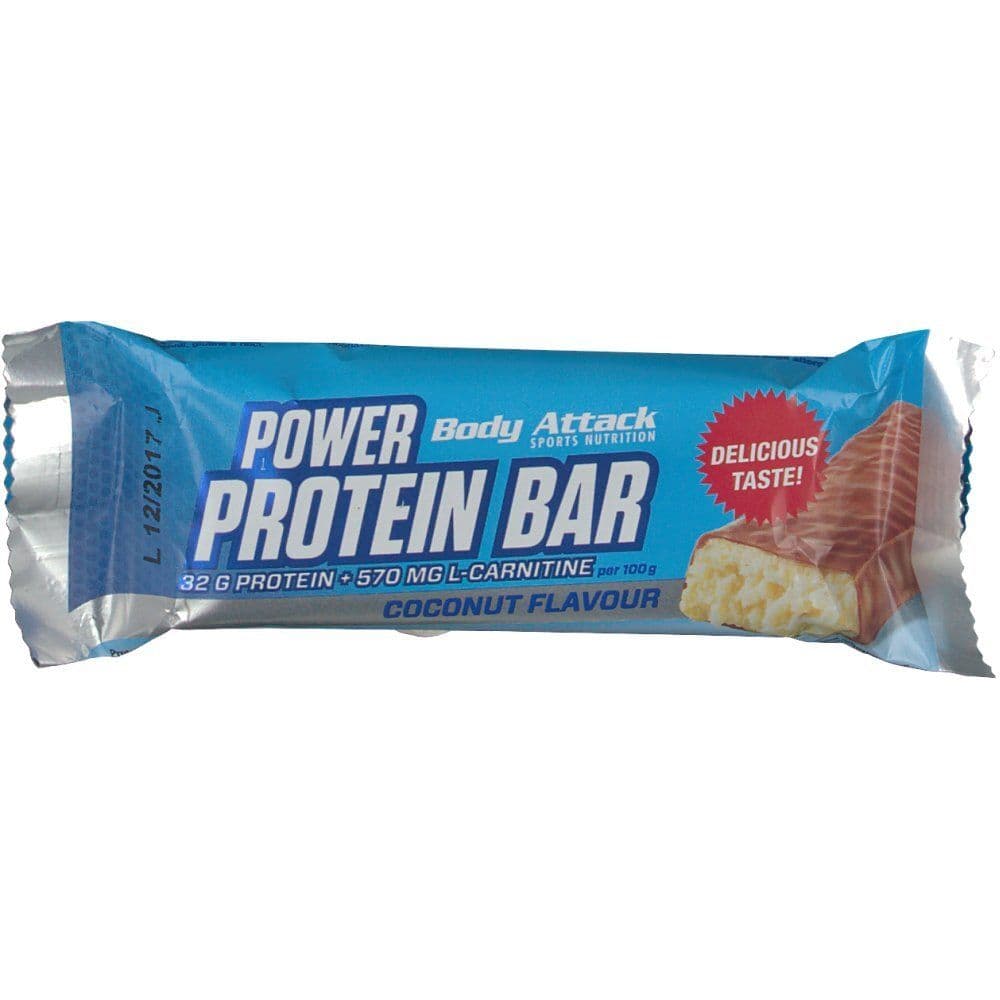 Body Attack - Power proteinbar - Kokos, 24 × 35 g – Body Attack förpackning