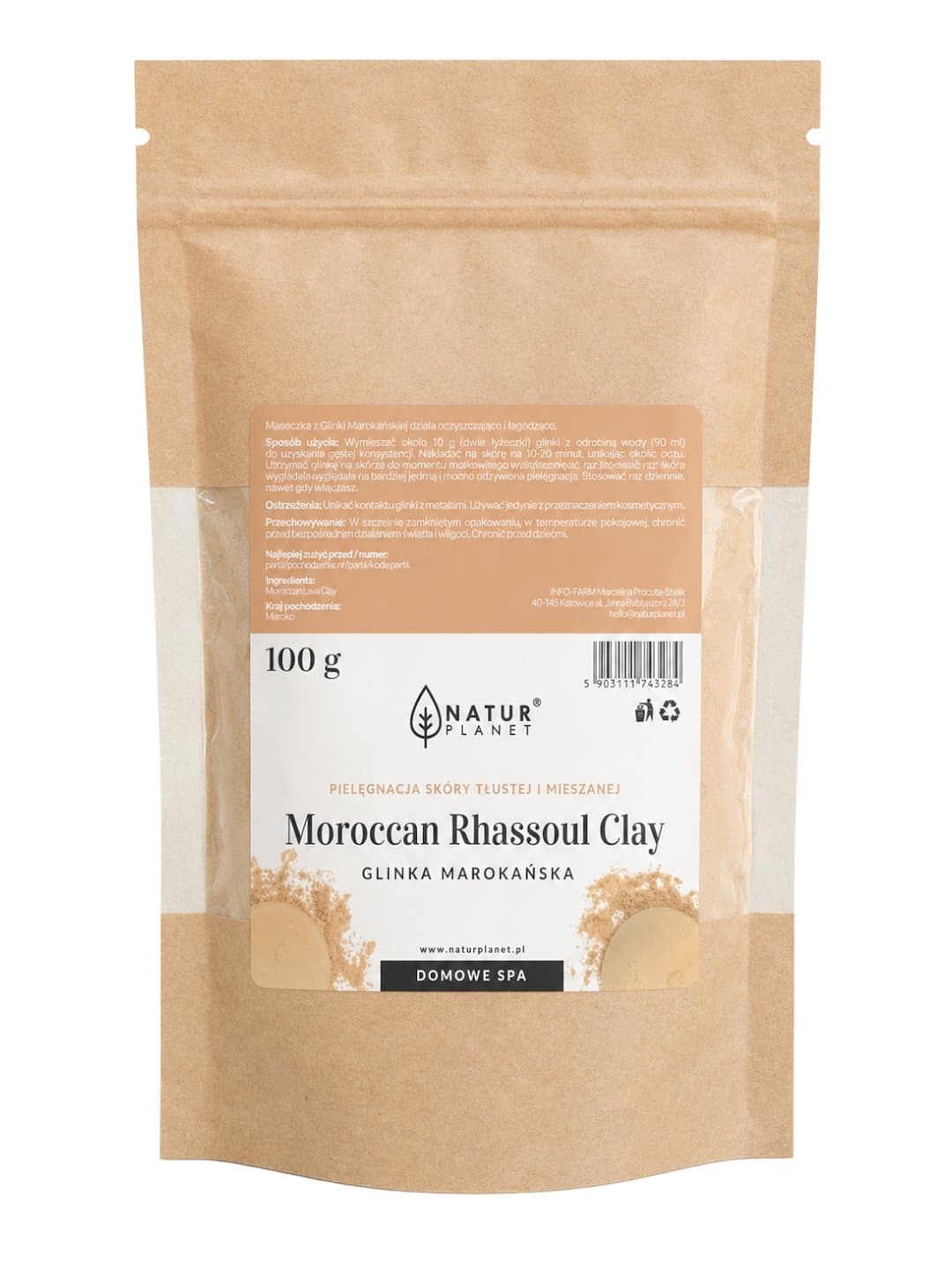 Natur Planet - Moroccan Rhassoul Clay - 100g – Natur Planet förpackning