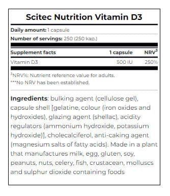 Scitec Nutrition - Vitamin D3 - 250 Caps