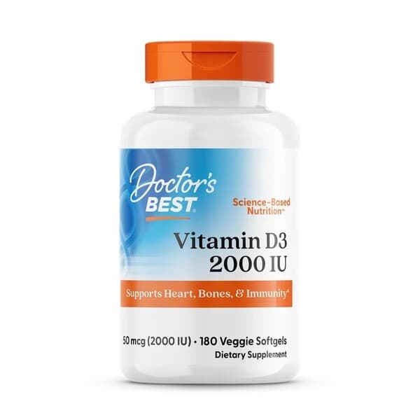 Doctor's Best - Vitamin D3 - 2 000 IE, 180 vegetabiliska mjukkapslar – Doctor's Best förpackning