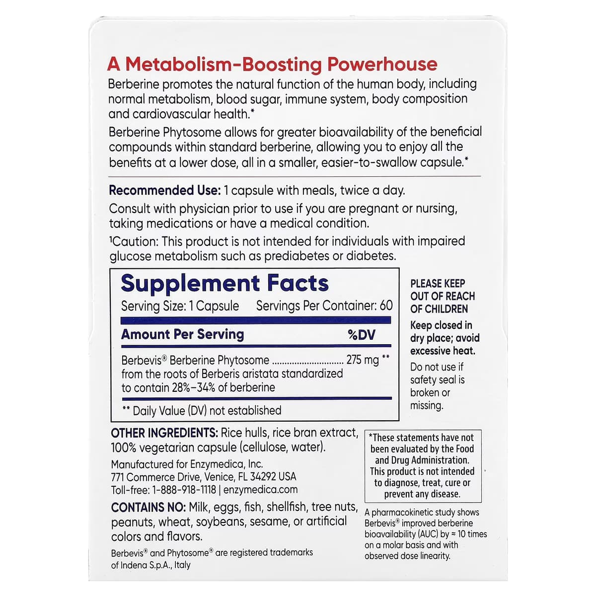 Enzymedica - Berberiini Phytosomaatti - 60 Kapselia