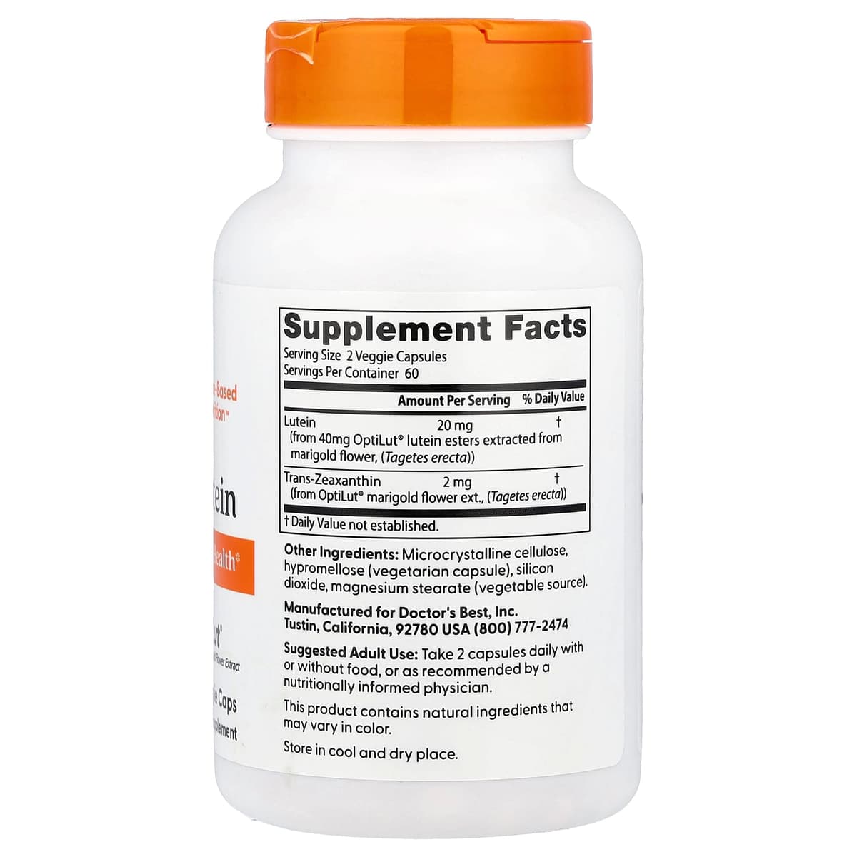 Doctor's Best - Lutein with OptiLut - 120 Veggie Caps