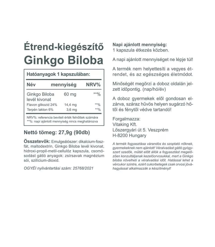 Vitaking - Ginkgo Biloba 60 mg Lehtiuute