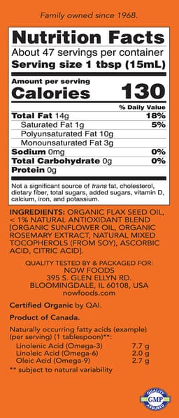 NOW Foods - Organic Flax Seed Oil - 710ml