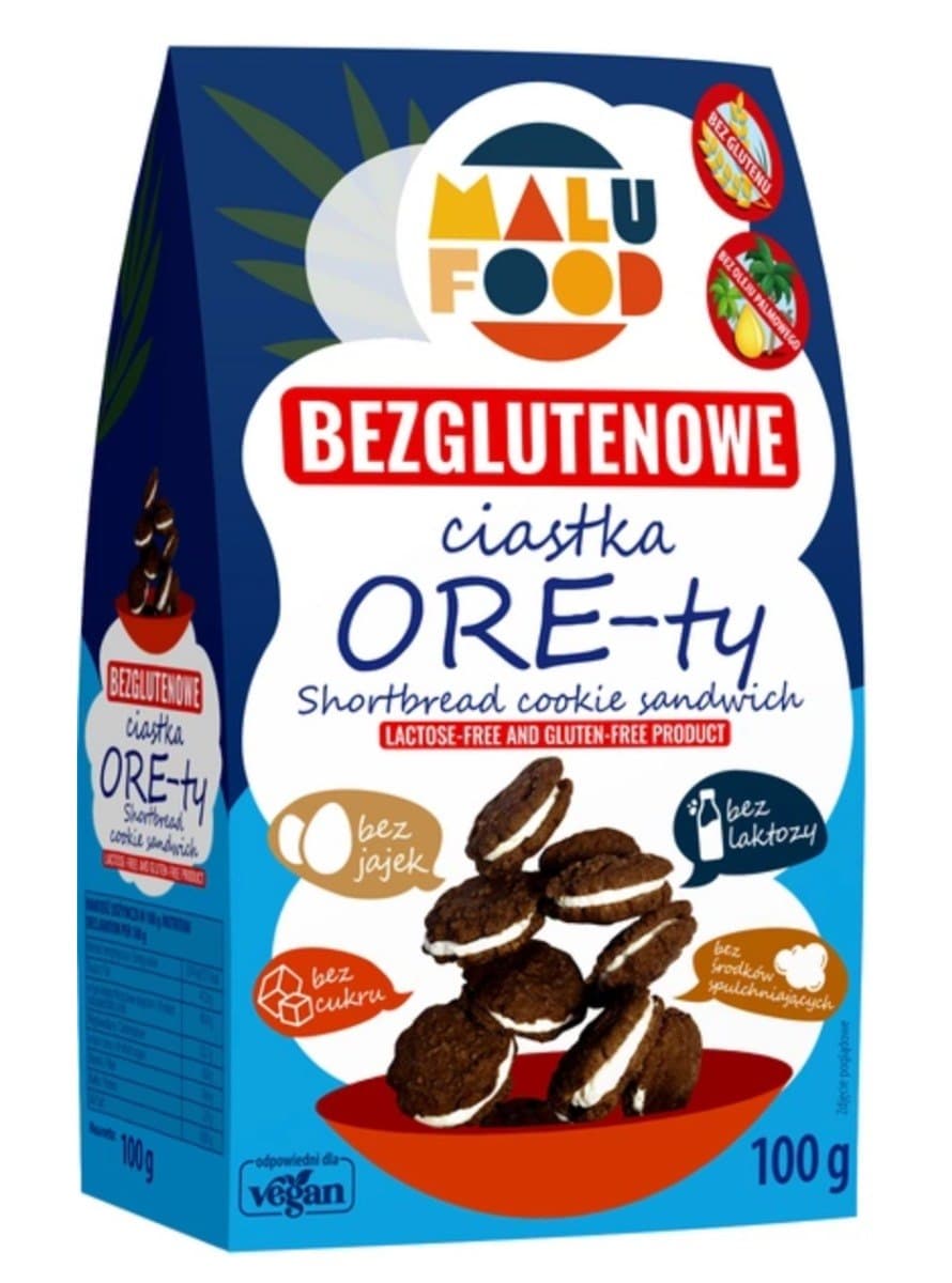 Malu Food - Gluten-Free Shortbread Cookie Sandwich - 100g – Malu Food förpackning