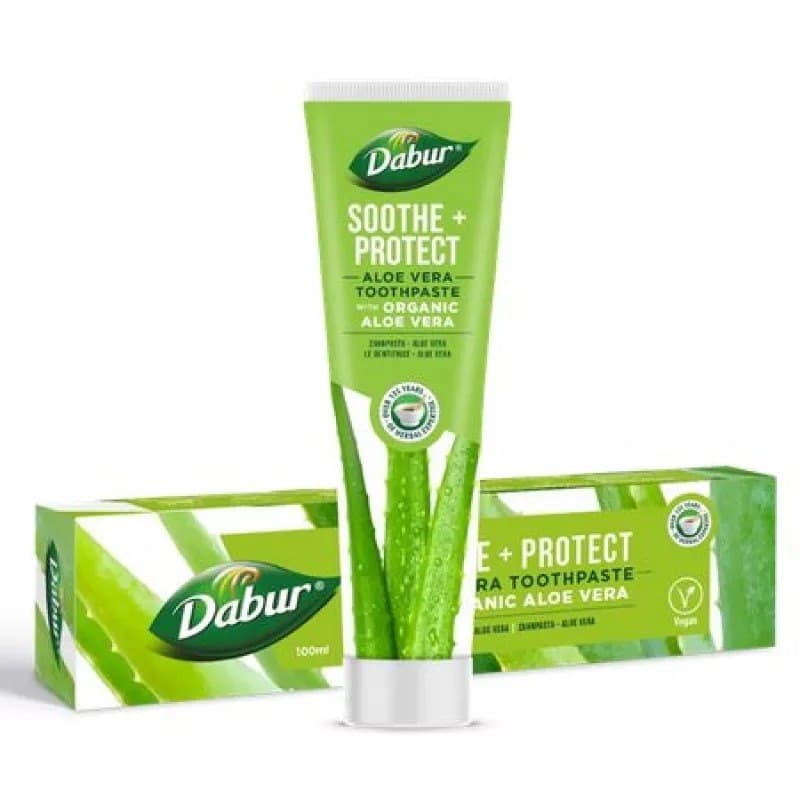 Dabur - Soothe + Protect Aloe Vera Toothpaste - 100ml – Dabur förpackning