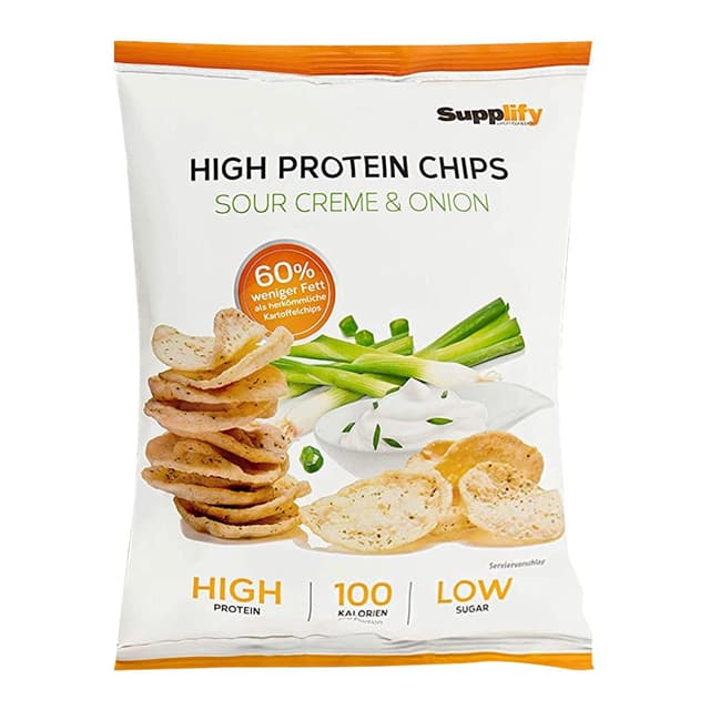 Supplify - Chips med højt proteinindhold - Cremefraiche og løg, 6 × 50 g – Supplify