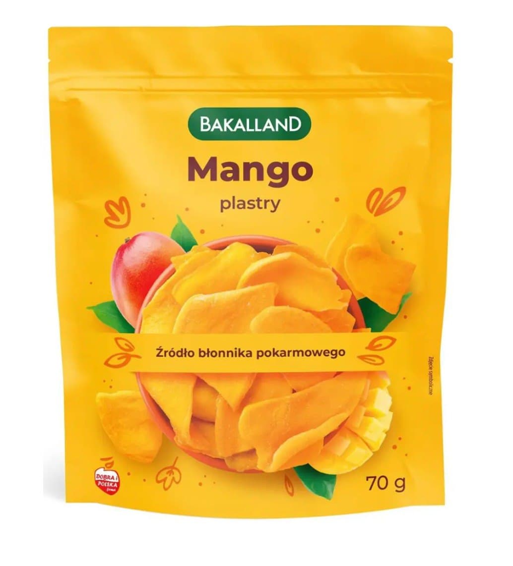 Bakalland - Mango Strips - 70 g – Bakalland förpackning