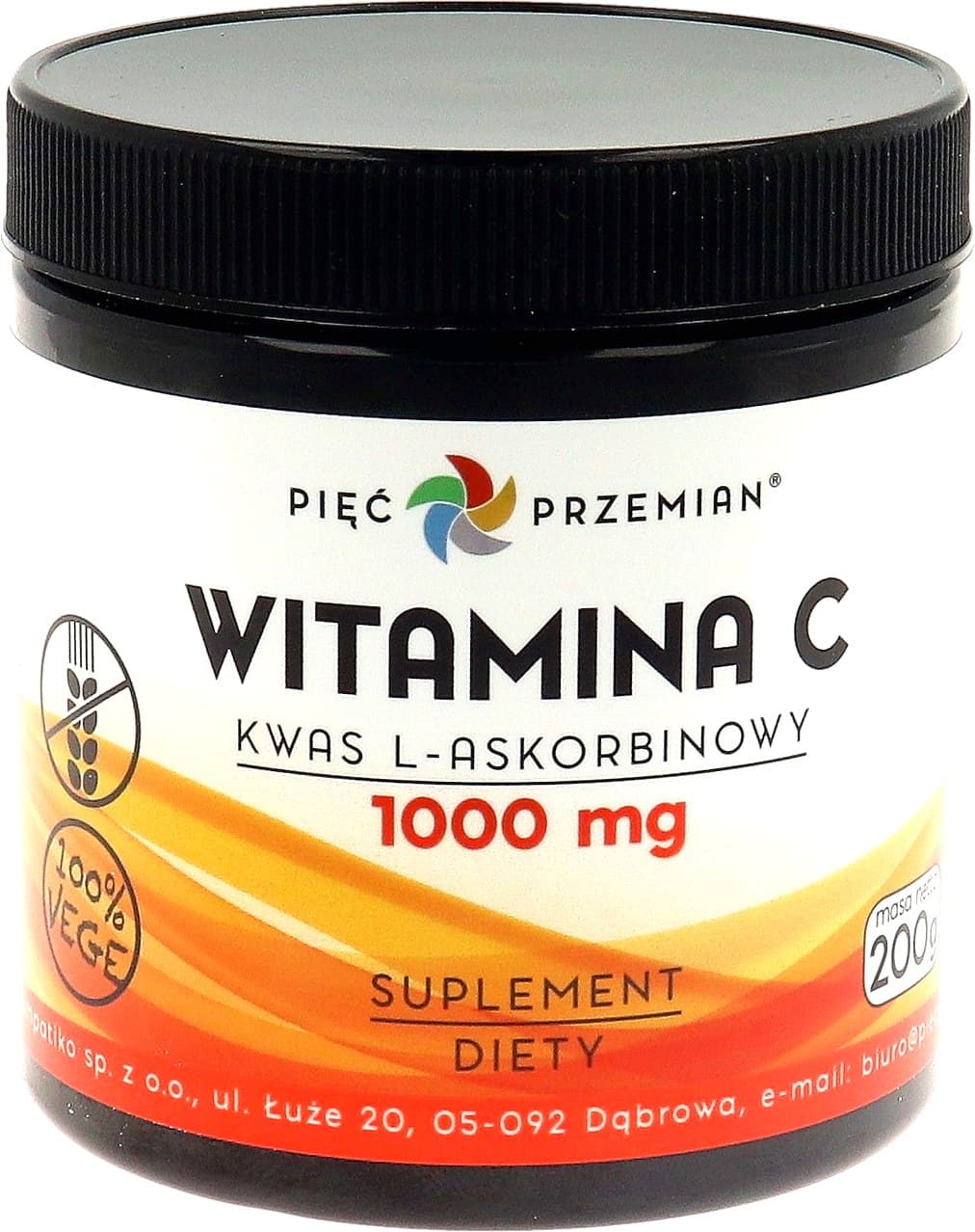 Pięć Przemian - Vitamin C L-Ascorbic Acid - 200g – Pięć Przemian förpackning
