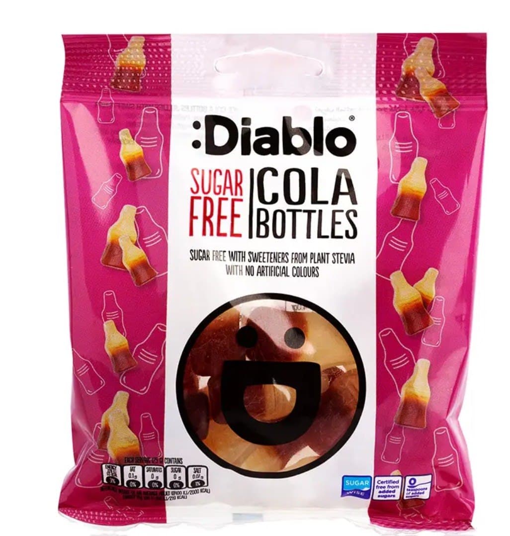 Diablo - Sugar Free Cola Bottles - 75g – Diablo förpackning