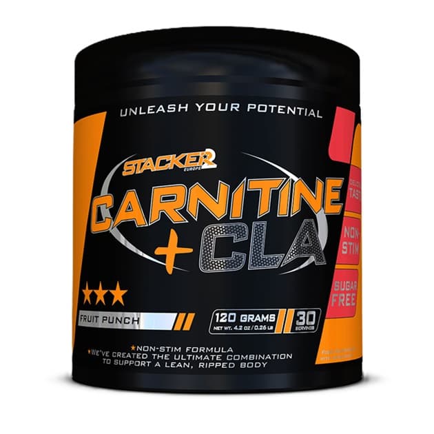 Stacker2 Europe - Carnitine + CLA - Fruit Punch, 120g – Stacker2 förpackning
