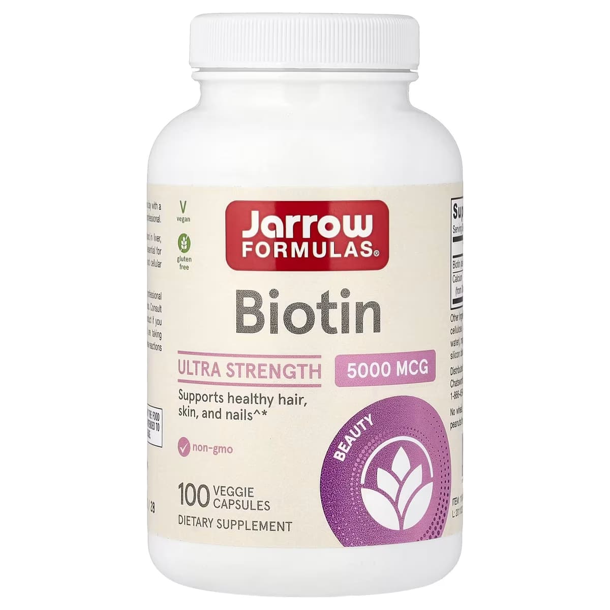 Jarrow Formulas - Vegan Biotin Ultra Strength - 100 Veggie Capsules