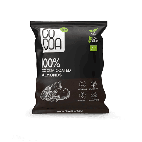 COCOA - 100% Cocoa Coated Almonds - 70g – COCOA förpackning
