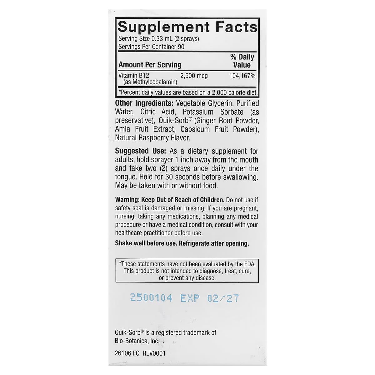 Nature's Answer - Methyl B-12 2500mcg - 30ml