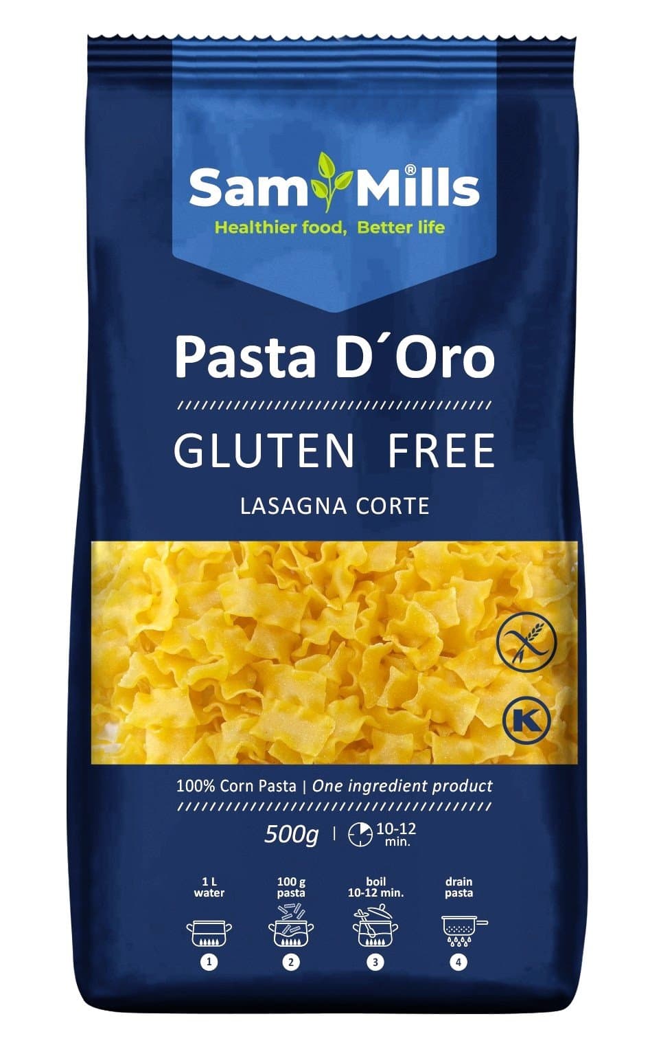 Sam Mills - Pasta D'Oro Gluten Free - 500g – Sam Mills förpackning