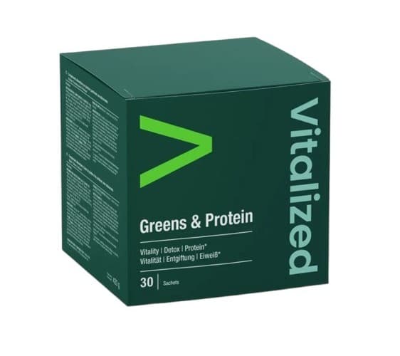 Vitalized - Greens & Protein (30 Sachets) - 30 Sachets – Vitalized förpackning