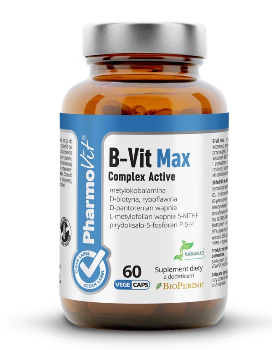 Pharmovit - B-Vit Max Complex Active - 60 Caps – Pharmovit förpackning
