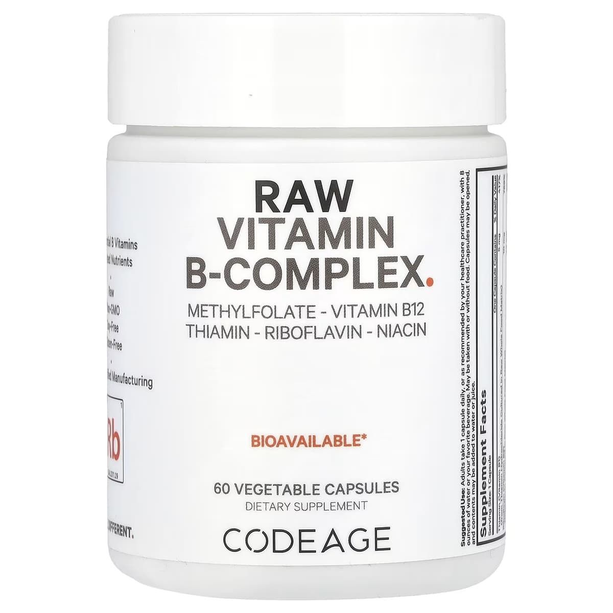 Codeage Raw Vitamin B-Complex - 60 Vcaps - 60 Vegetable Caps