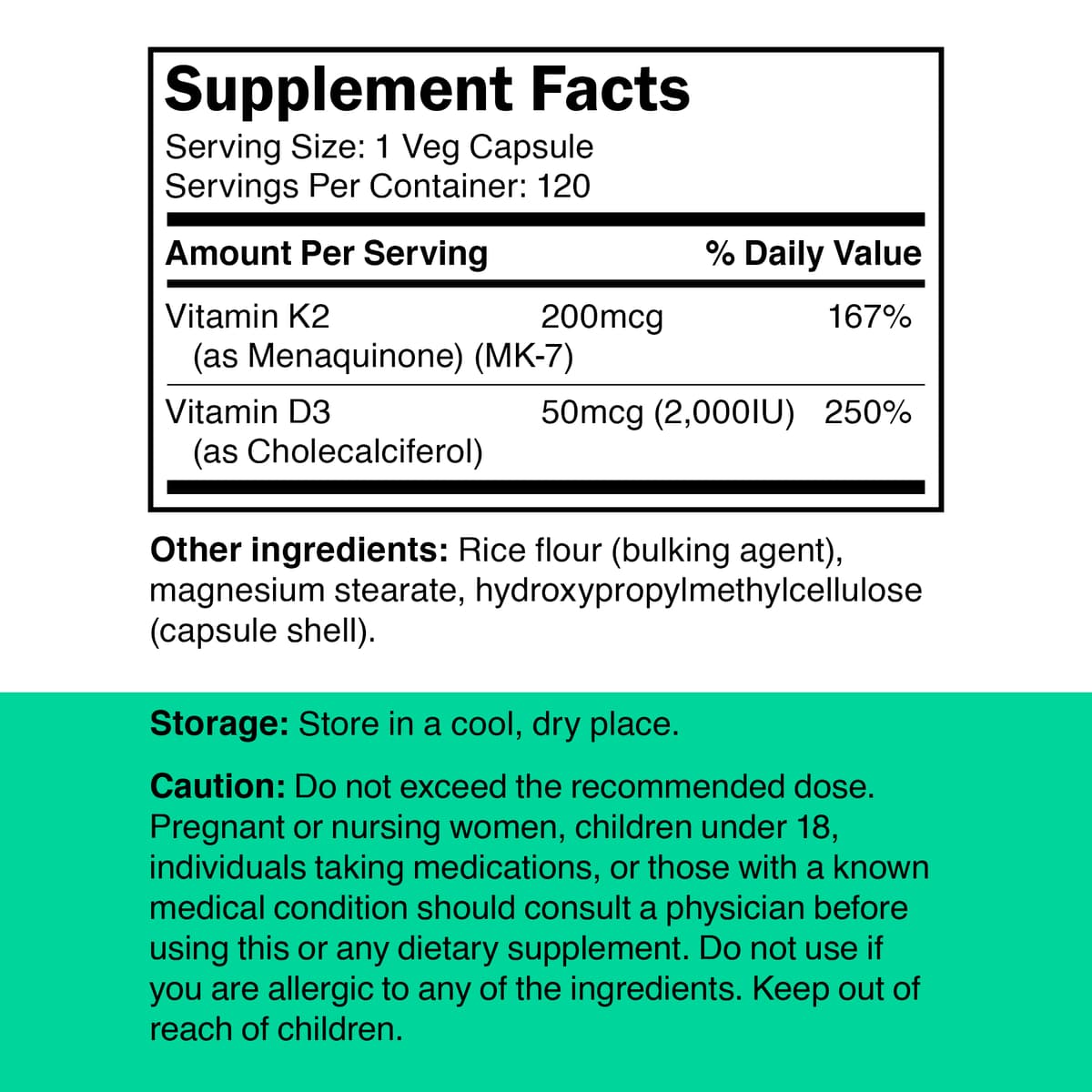 Vitamin360 - K2- ja D3-vitamiini - 120 kasviskapselia