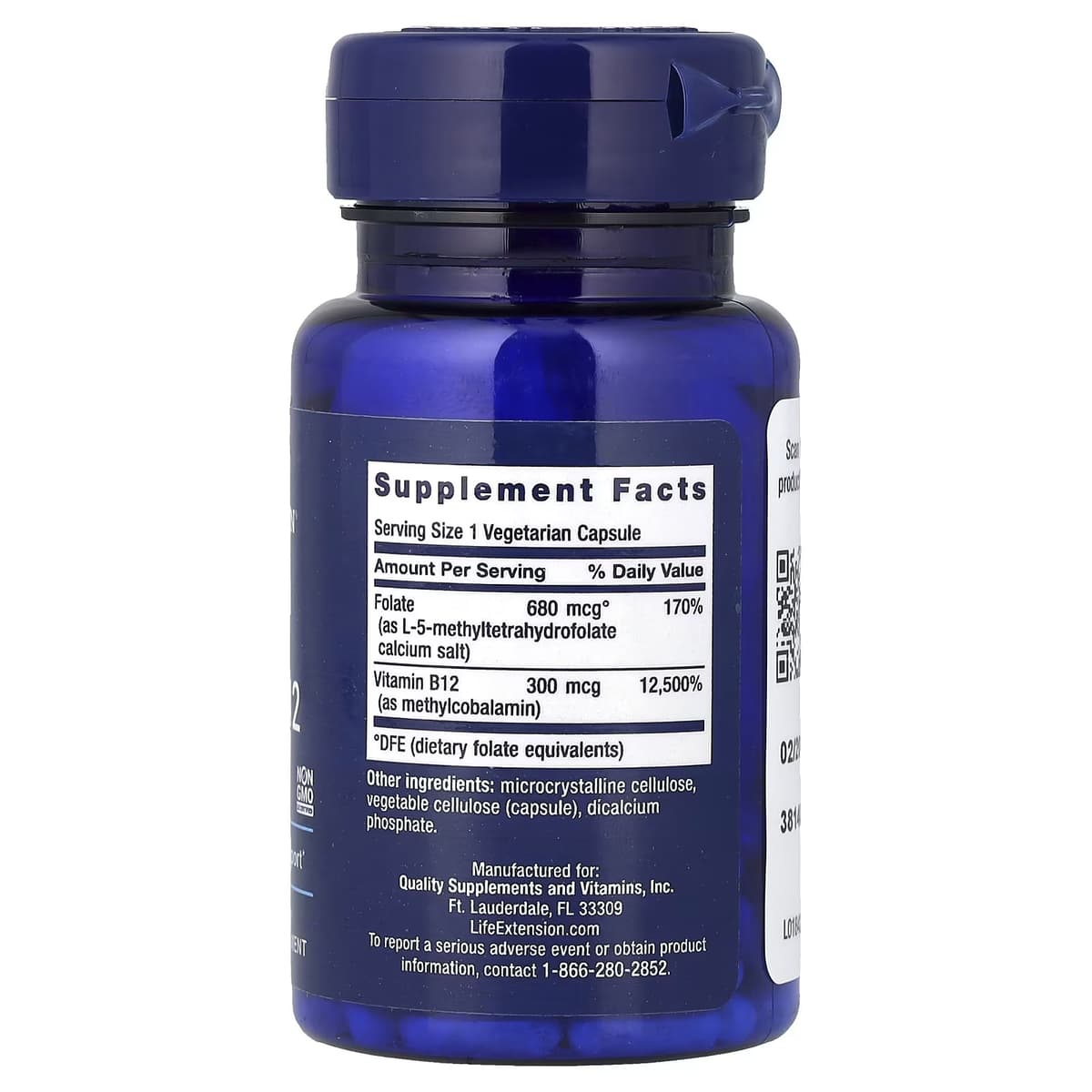 Life Extension - Bioaktiv Folat & Vitamin B12 - 90 Vcaps