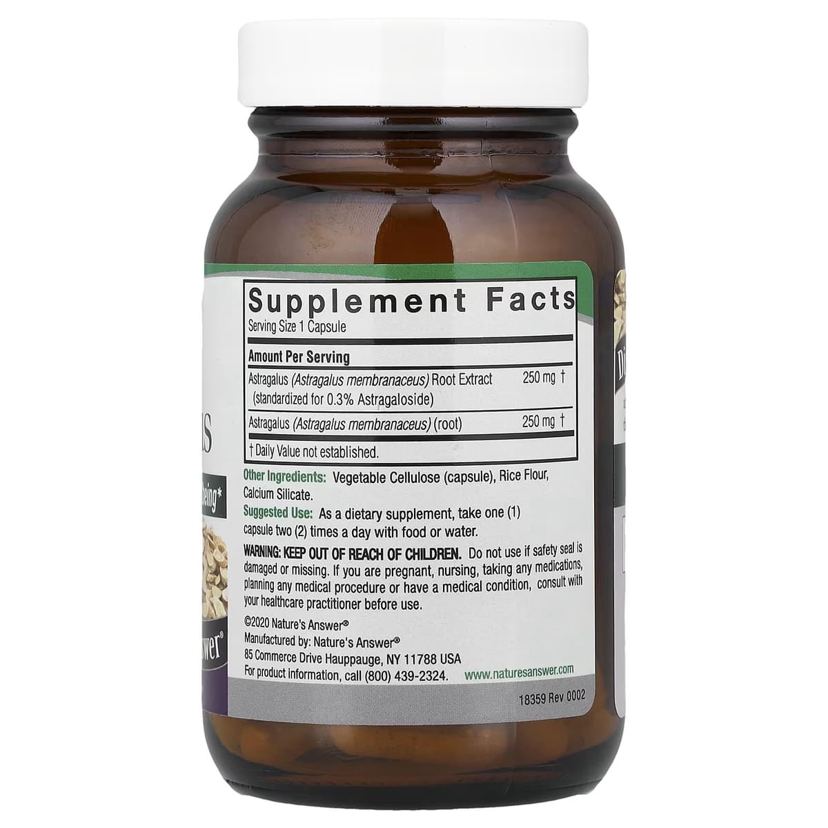 Nature'S Answer - Astragalusrod - 500 mg - 60 Vcaps
