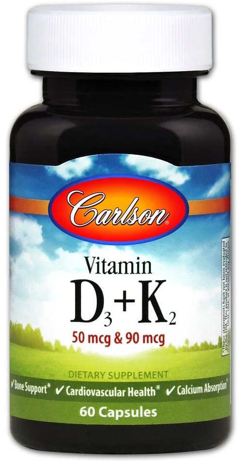 Carlson Labs - Vitamin D3 + K2 - 60 Caps – Carlson Labs förpackning