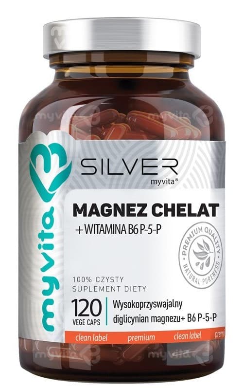 Myvita Silver - Magnez Chelat + Witamina B6 P-5-P - 120 capsules