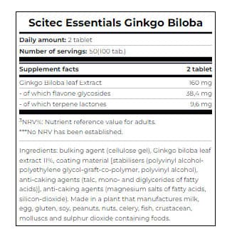Scitec Nutrition - Ginkgo Biloba - 100 Tabs