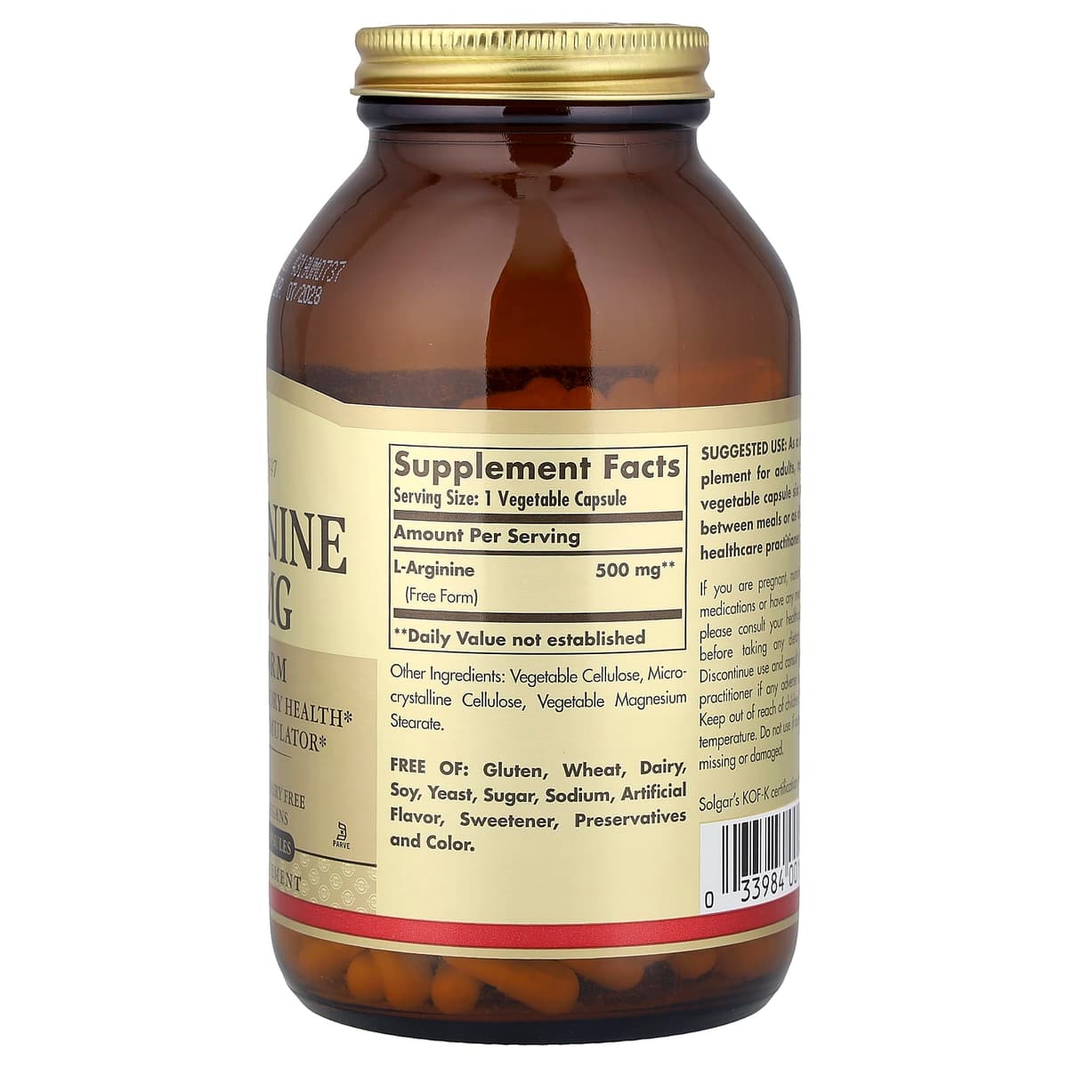 Solgar L Arginine Free Form 500mg 250 Caps