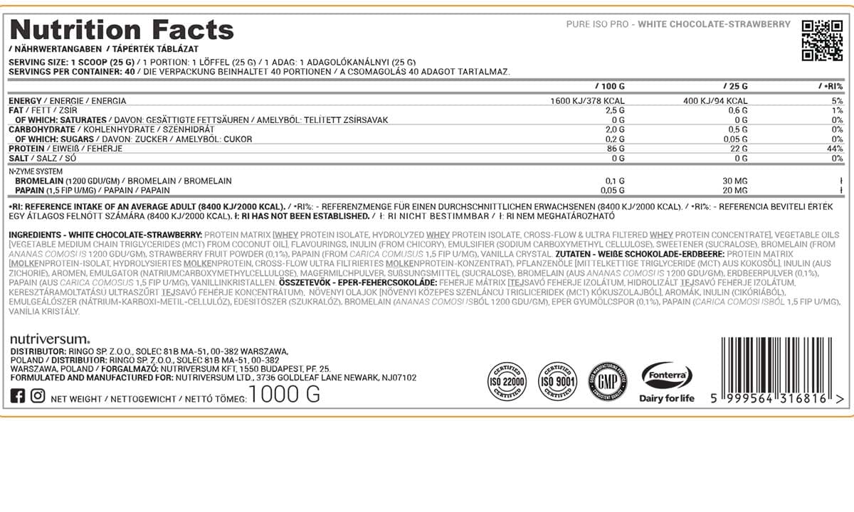 Nutriversum - Strawberry White Chocolate - 1000g
