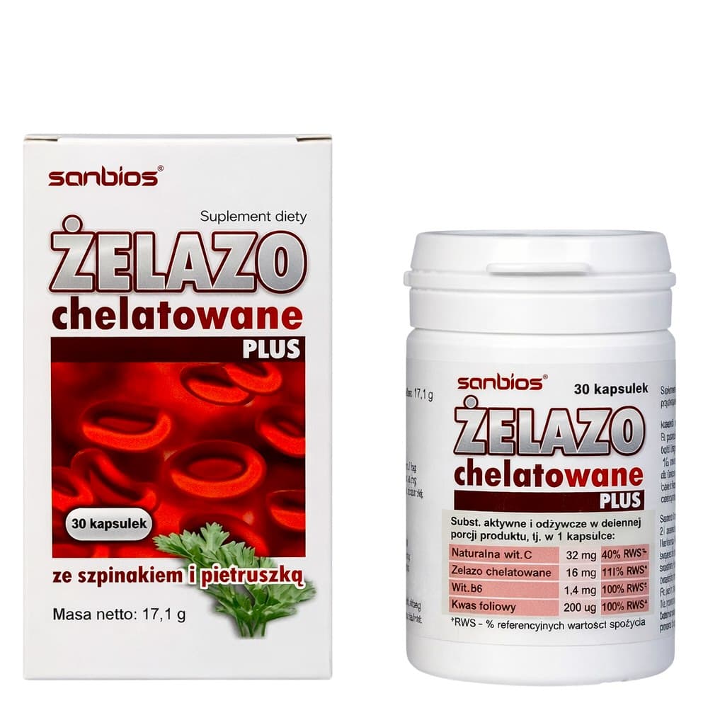 Sanbios - Chelated Iron Plus - 30 Caps – Sanbios förpackning