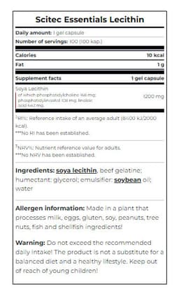 Scitec Essentials - Lecithin - 100 Caps