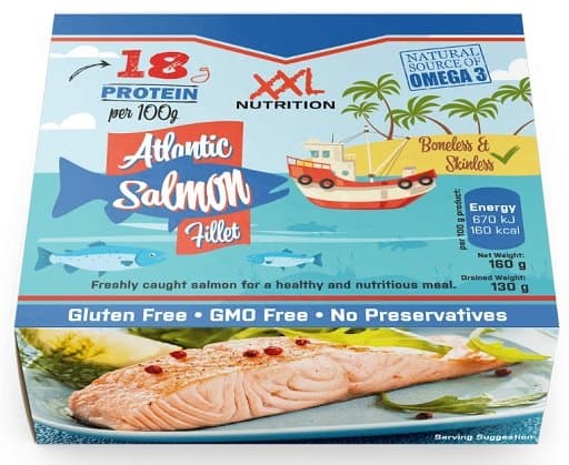 XXL Nutrition - Atlantisk laksefilet - 160 g – XXL Nutrition emballage