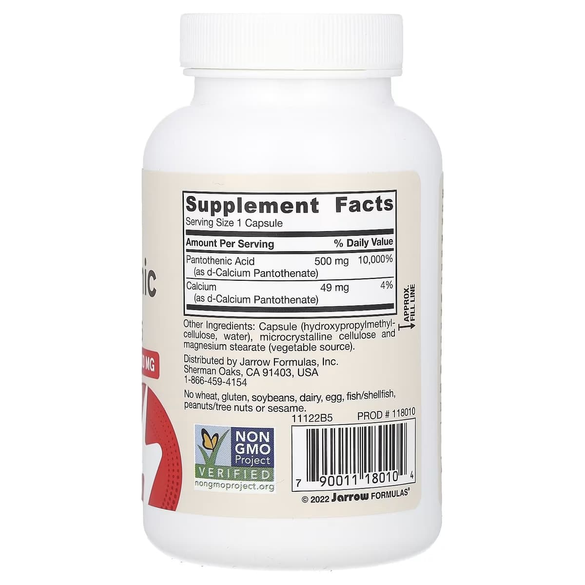 Jarrow Formulas - Pantothenic Acid B5 - 100 Veggie Caps