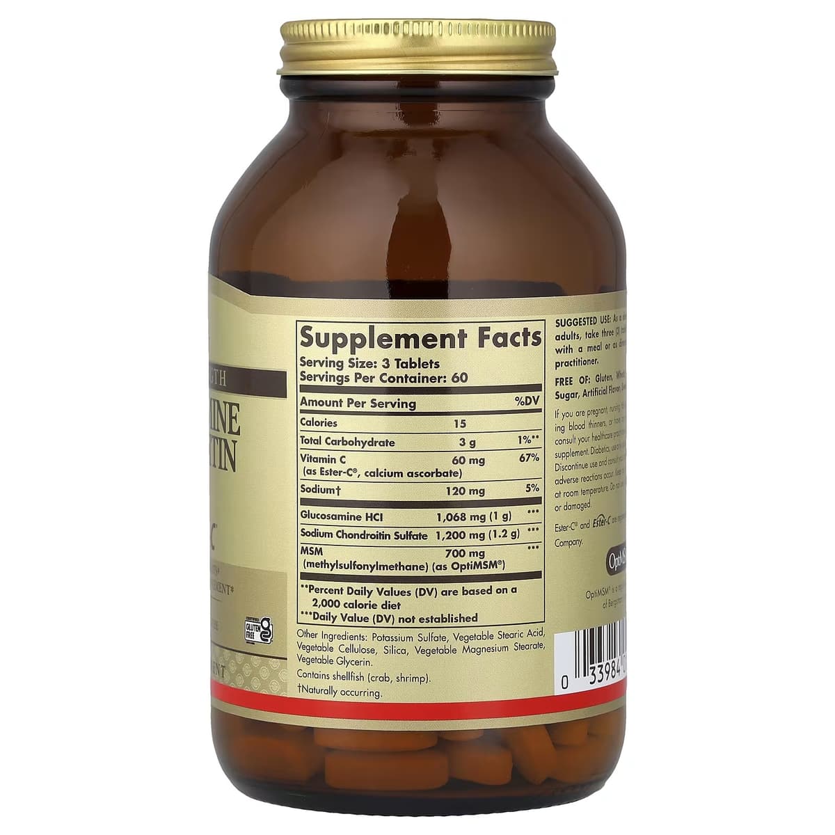 Solgar - Glukosamin, kondroitin och MSM med Ester-C - 180 tabletter