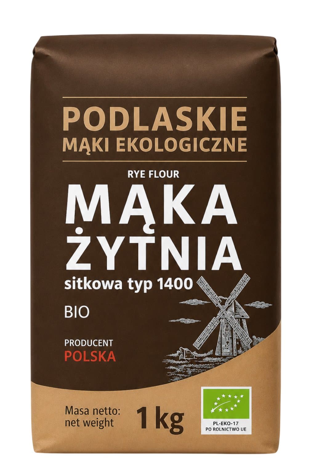 Podlaskie Mąki Ekologiczne - Organic Rye Flour - 1kg – Podlaskie Mąki Ekologiczne förpackning