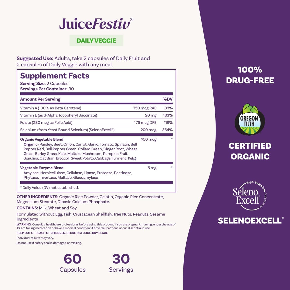 Natrol - JuiceFestiv - 60 + 60 Caps (Two 60 Capsule Bottles)