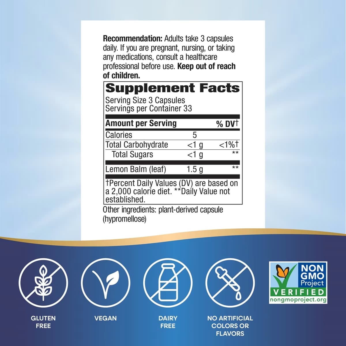Nature's Way - Melissa Lemon Balm Leaf - 100 Vcaps
