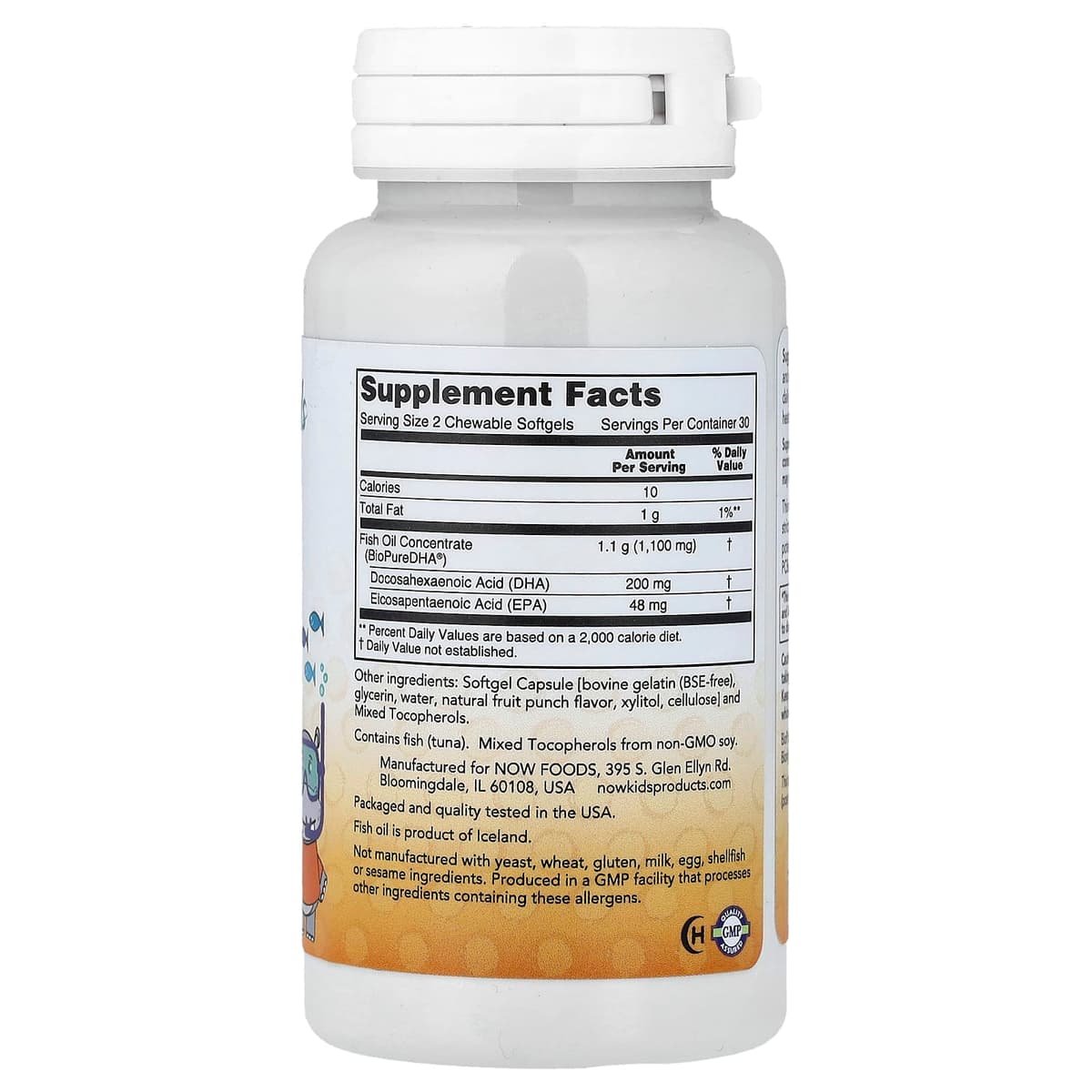 NOW Foods - DHA Kids Kalaöljykapselit 100 mg - 60 pehmeäkapsolia
