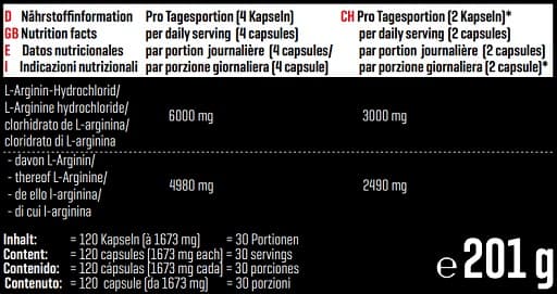 Body Attack - L-arginin 1500 - 120 kapslar