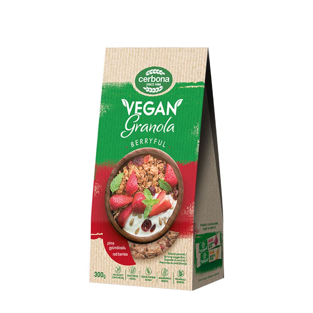 Cerbona - Vegan Granola - 300g – Cerbona förpackning