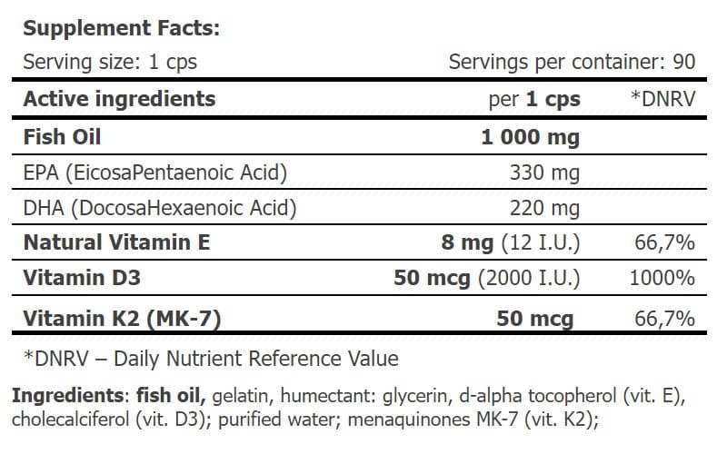 Amix - Omega 3 Forte + Fish Oil with Vitamins - 90 softgels