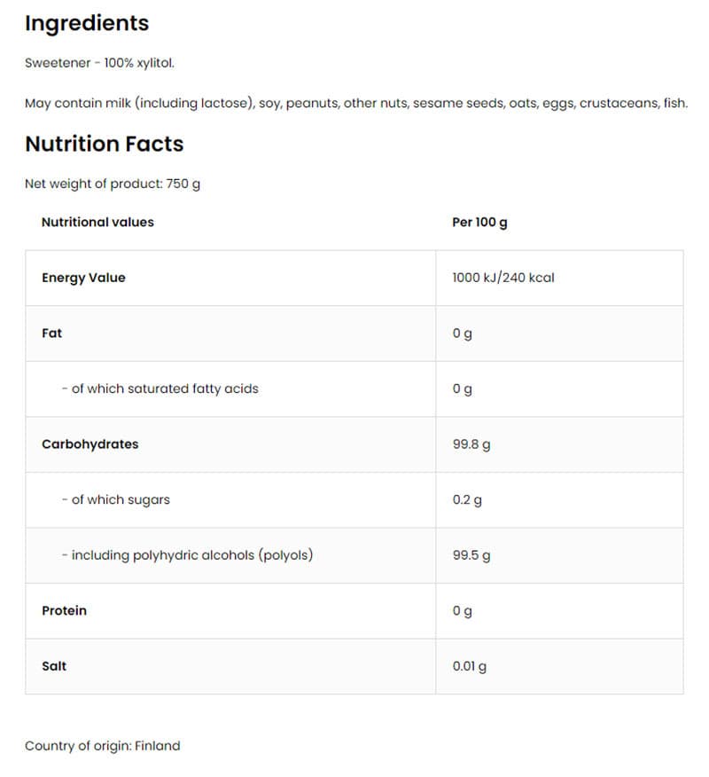 OstroVit - Xylitol - Natural Sweetener - 1000g
